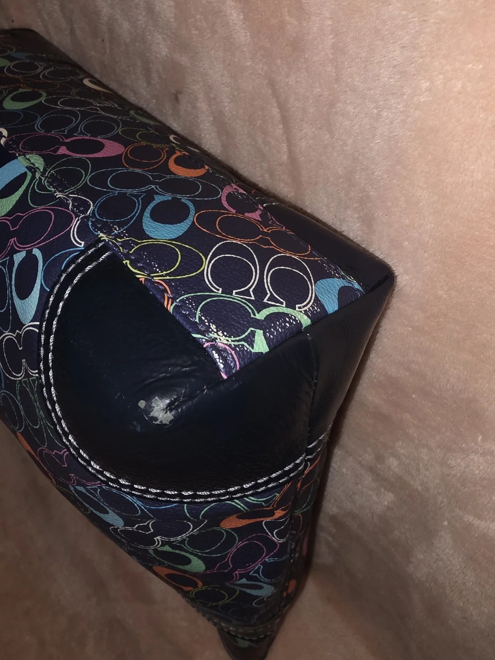 Coach Chelsea Multicolor Patterned Tote Bag with Blue Stripe F15139